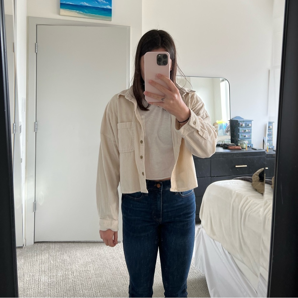 American Eagle cropped corduroy shacket